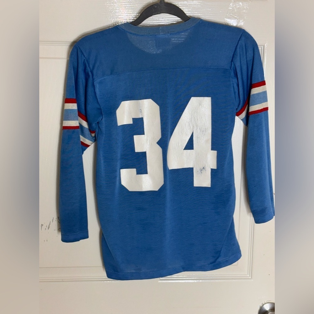 Rawlings - NFL - Sky Blue Oilers 34 - Football Jersey - Size: 14-16 Youth - Picture 2 of 5